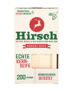 Hirsch Schicht Seife, echte Kernseife, dermatologisch getestet, 200g